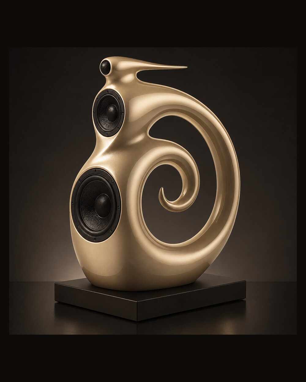XOP MP1 flagship floorstander, sculptural spiral form